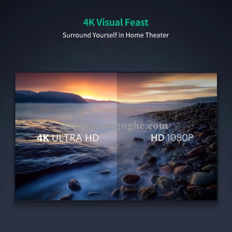 Ugreen 10175 5M màu Đen Cáp tín hiệu HDMI chuẩn 1.4 đầu bẻ góc 90 độ HD103 30010175